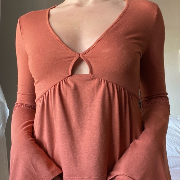 Burnt Orange Cut Out Blouse - Picture 2 of 3